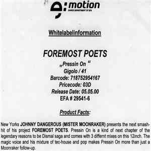 Foremost Poets - Pressin On download free